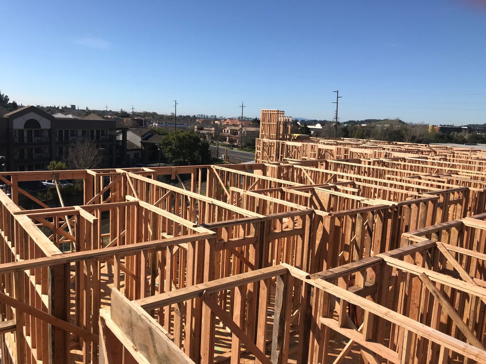 Looking west towards the South Napa Marketplace from the second floor of the Cambria hotel under construction at 320 Soscol Ave.